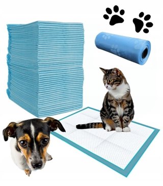 PODKŁADY CHŁONNE DLA PSA 45 X 60 100 SZT MATY DO NAUKI SIKANIA + WORKI