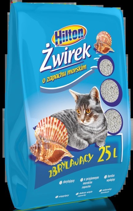 Hilton Żwirek Bentonitowy Zbrylający Dla Kota Morski 25l