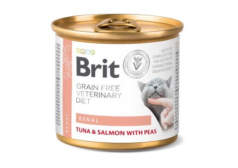 Brit Grain Free Veterinary Diet Cat Renal Tuńczyk, Łosoś I Groszek 200g