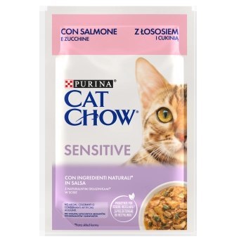 Purina Cat Chow Sensitive Karma Z Łososiem I Cukinią W Sosie 85g