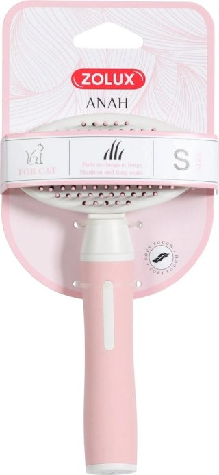 Zolux Anah Miękka Szczotka Z Wysuwanymi Igłami Dla Kotów S Pudrowy Róż