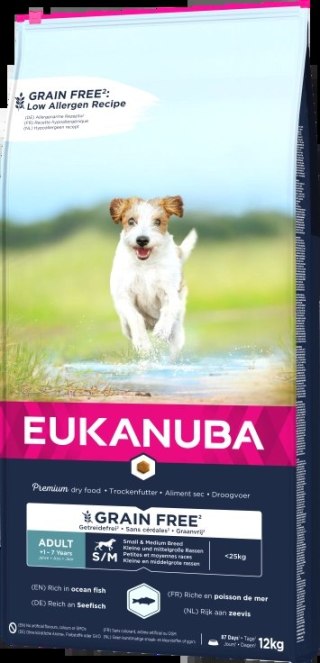 Eukanuba Adult Small&Medium Grain Free Łosoś 12kg