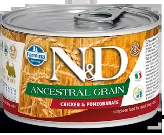 Farmina N&D Ancestral Grain Canine Chicken& Pomegranate Adult Mini 140g
