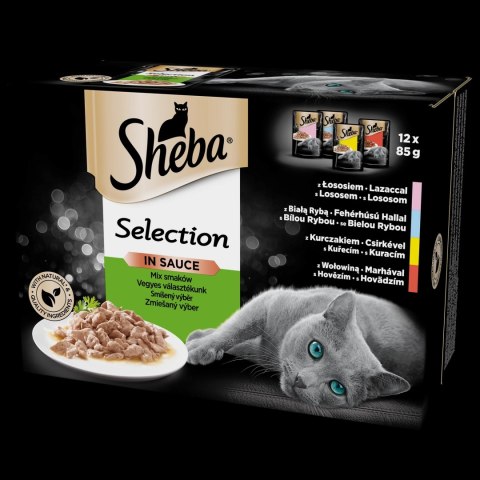 SHEBA saszetka 12x85g Select Slices in Gravy - mokra karma dla kotów w sosie (z łososiem, z białą rybą, z kurczakiem, z wołowiną