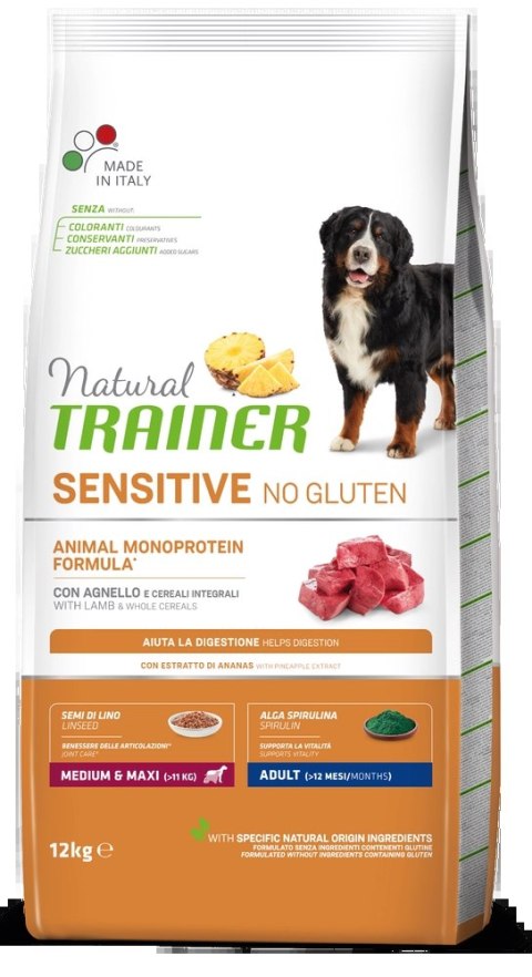 Trainer Natural Dog Sensitive No Gluten Adult Medium Maxi Agnello 12kg