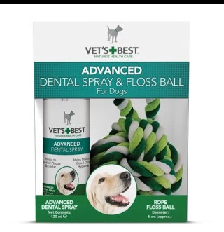 VET'S BEST Advanced Dental Spray 120ml + Sznurkowa Piłka 6cm