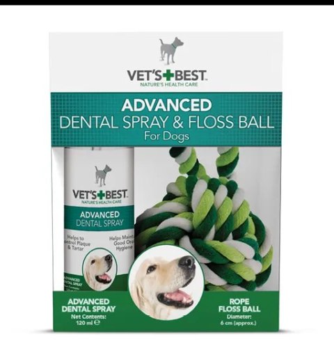 VET'S BEST Advanced Dental Spray 120ml + Sznurkowa Piłka 6cm