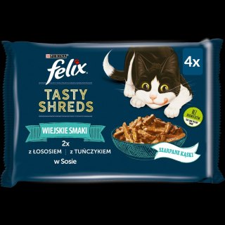 Felix Tasty Shreds Karma Dla Kota Z Łososiem I Tuńczykiem W Sosie 4x80g