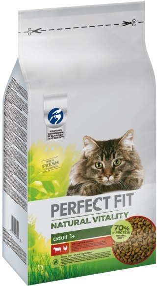 Perfect Fit™ Natural Vitality - sucha karma pełnoporcjowa dla dorosłych kotów, z wołowiną i kurczakiem - 6kg