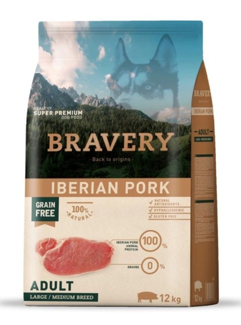 Bravery Grain Free Adult Medium Large Iberian Pork 12kg