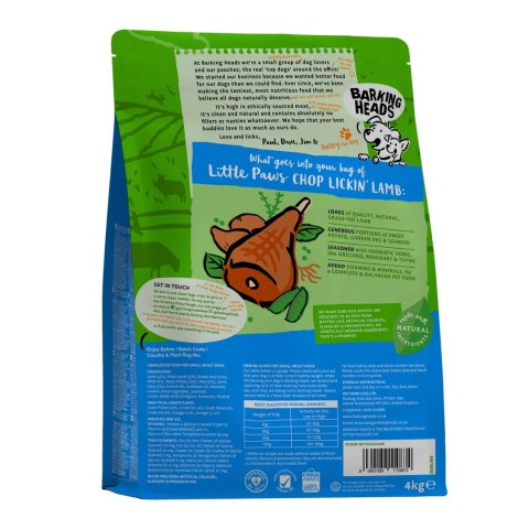 Barking Heads Little Paws Chop Lickin' Lamb dla psów dorosłych małych ras 4kg