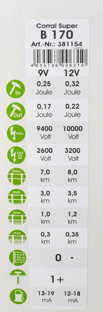 CORRAL Elektryzator Bateryjny Corral B 170
