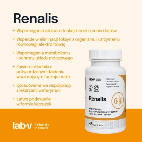 Lab-v Renalis Wsparcie Przy Przewlekłej Niewydolności Nerek Dla Psów I Kotów 45 Kapsułek
