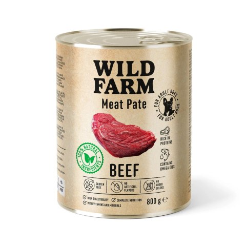 Wild Farm Pate Beef 800g - Mokra Karma z Wołowiną dla Psów
