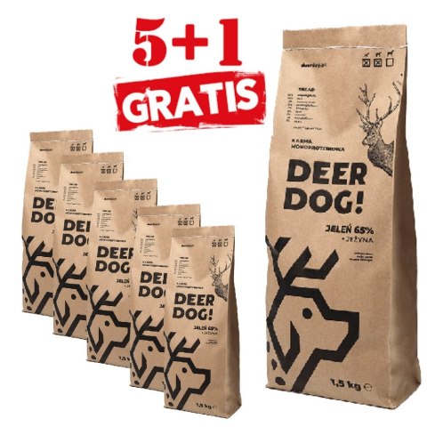 Deer Dog Jeleń z jeżynami 1,5 kg 5+1 gratis DUŻE i średnie rasy karma sucha DZICZYZNA