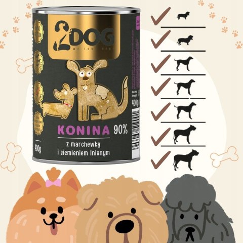 2Dog mokra karma konina z siemieniem 400g