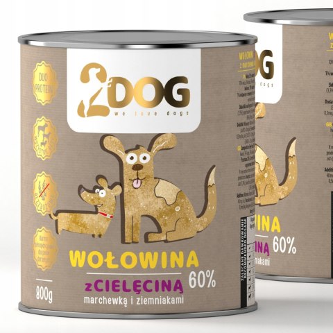 2Dog mokra karma wołowina z cielęcina 800g