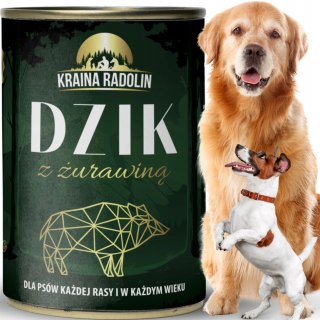 Kraina Radolin Dzik z żurawiną 400g 82% mięsa karma mokra dla alergików z nadwrażliwością pokarmową