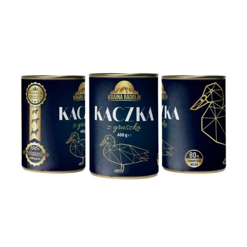 Kraina Radolin Kaczka z gruszką 400g 80% mięsa dla psów alergików z nadwrażliwością pokarmową puszka karma mokra