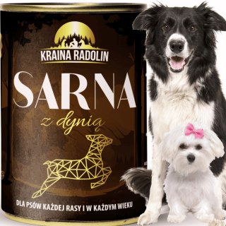 Kraina Radolin Sarna z dynią 400g 84% mięsa karma mokra dla alergików z nadwrażliwością pokarmową
