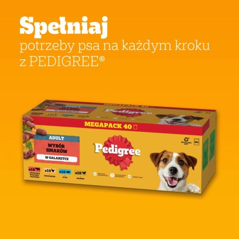Pedigree Mokra Karma Dla Dorosłych Psów W Galaretce Mix Smaków (Z Wołowiną, Z Kurczakiem, Z Jagnięciną, Z Drobiem) 40x100g