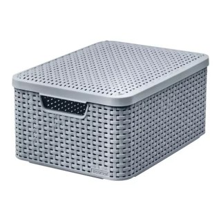 Curver Koszyk Z Pokrywą Rattan Style M Jasnoszary