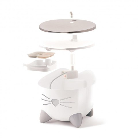 CATIT PIXI Fountain jasnoróżowe poidło dla kota z miską ze stali nierdzewnej 2,5l