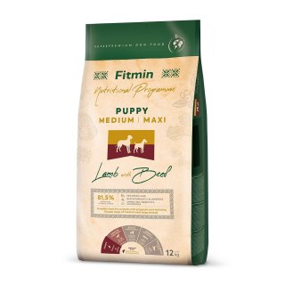 FITMIN Medium Maxi Puppy Lamb&Beef karma pełnoporcjowa dla szczeniąt 12kg