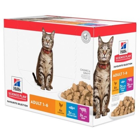 HILL'S Science Plan Feline Adult Mix 12×85g - saszetki dla dorosłych kotów