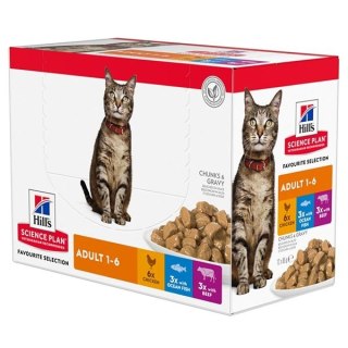 HILL'S Science Plan Feline Adult Multipack Favourite Selection - 12x85g saszetki