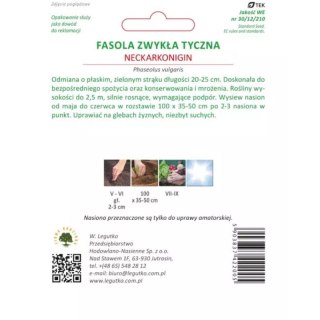 Fasola szparagowa tyczna 'Neckarkönigin' (Hilds Neckarkönigin) - zielonostrąkowa, śr. wczesna