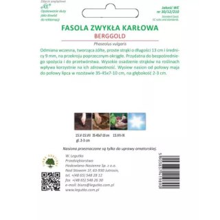 Fasola zwykła karłowa 'Berggold' - wczesna, żółte strąki