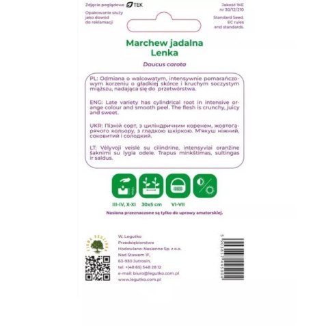 Marchew jadalna Lenka - śr. Wczesna