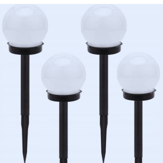 4x lampa solarna ogrodowa kula biała wbijana 10 cm