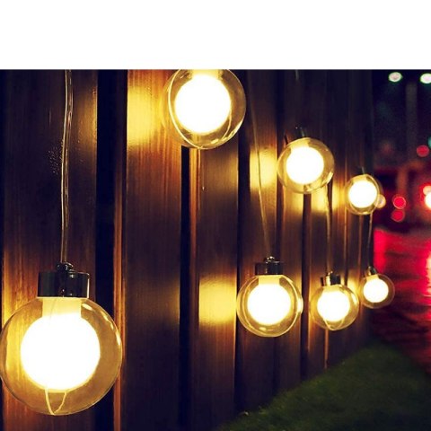 Lampki solarne ogrodowe girlanda 20 LED z czujnikiem zmierzchu