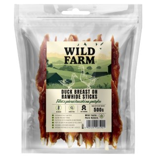 WILD FARM Przysmaki Naturalne Filety Dla Psa Piersi Kaczki Na Patyku 500G