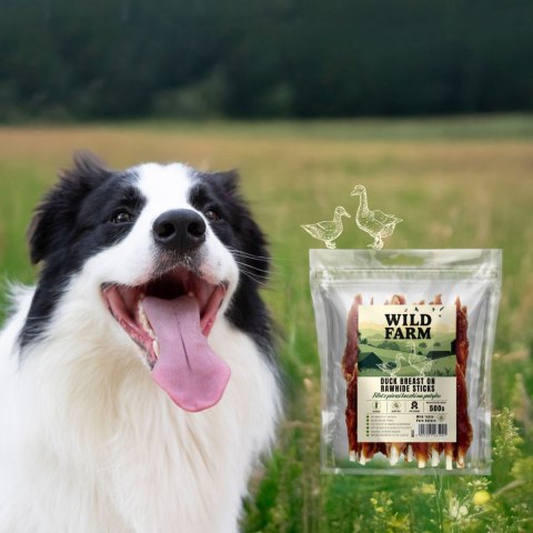WILD FARM Przysmaki Naturalne Filety Dla Psa Piersi Kaczki Na Patyku 500G