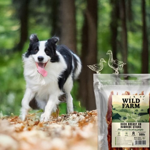 WILD FARM Przysmaki Naturalne Filety Dla Psa Piersi Kaczki Na Patyku 500G