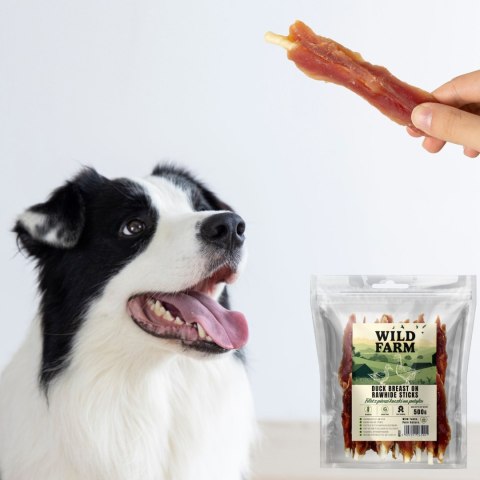 WILD FARM Przysmaki Naturalne Filety Dla Psa Piersi Kaczki Na Patyku 500G