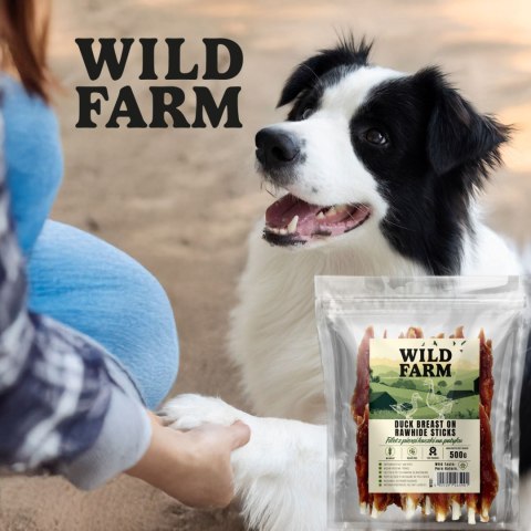 WILD FARM Przysmaki Naturalne Filety Dla Psa Piersi Kaczki Na Patyku 500G